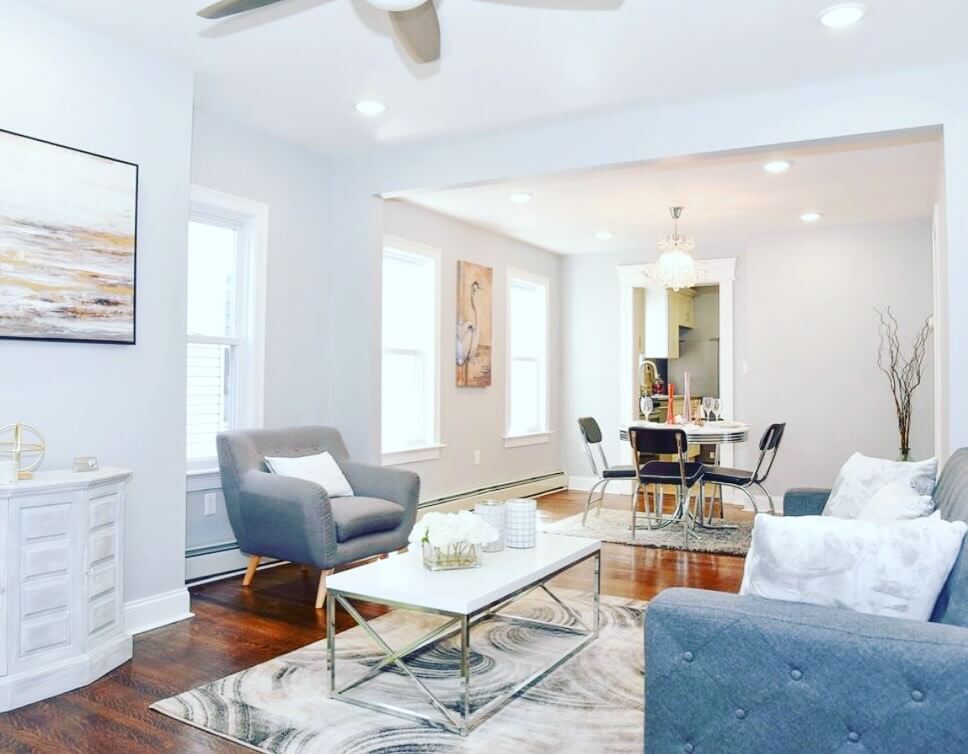 Living room at 125 N Maple Ave in East Orange, NJ, after renovation