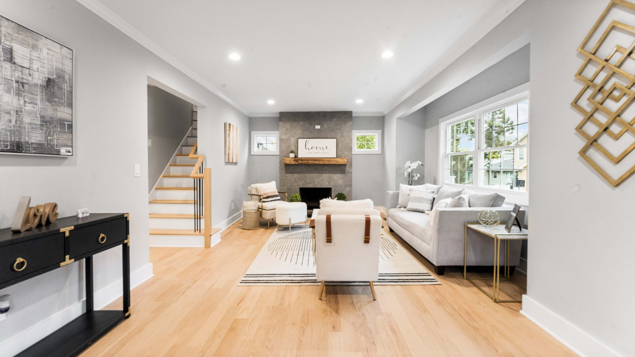 Living room at 133 Forest Ave, Verona NJ, after renovation